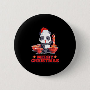 Merry Kerstmis Ramen Panda Japanse noedels Ronde Button 5,7 Cm