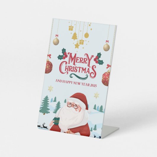 MERRY Kerstmis Reclamebord Met Voetstuk (Voorkant)