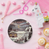 Merry Kerstmis  retro olidish grunge art sn Papieren Bordje (Feest)