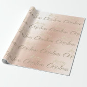 Merry Kerstmis Roos Gold Glitter Blush Cadeaupapier (Uitgerold)