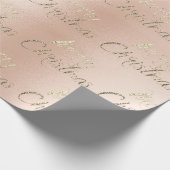 Merry Kerstmis Roos Gold Glitter Blush Cadeaupapier (Hoek)