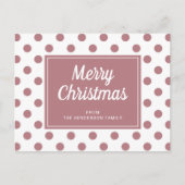 Merry Kerstmis Roos Pink Polka Dust Briefkaart (Voorkant)