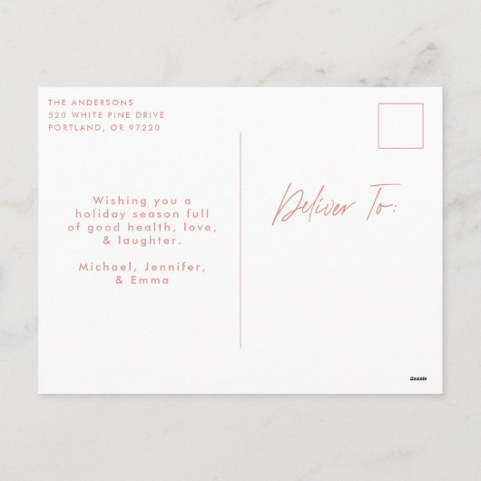 Merry Kerstmis Roos Script 6 Foto Collage Feestdagenkaart (Achterkant)