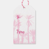 Merry Kerstmis roze roze flamingo Palm Trees Cadeaulabel (Achterkant)