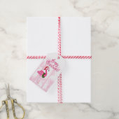 Merry Kerstmis roze roze flamingo Palm Trees Cadeaulabel (Met Touw)