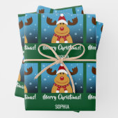 Merry Kerstmis Rudolph Reindeer Persoonlijke naam Inpakpapier Vel (In situ)