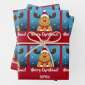 Merry Kerstmis Rudolph Reindeer Persoonlijke naam Inpakpapier Vel (In situ)