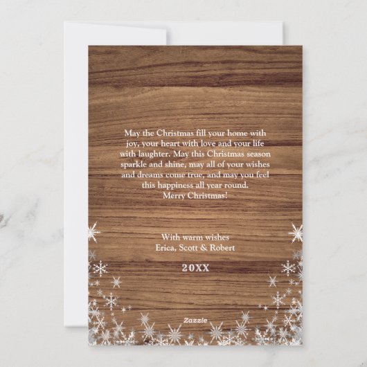 Merry Kerstmis Rustic 4 Fotogroet Feestdagenkaart (Achterkant)