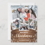Merry Kerstmis Rustic 4 Fotogroet Feestdagenkaart<br><div class="desc">U kunt het papiertype kiezen om af te drukken (matte,  glanzende enz.). U kunt ook op "Klik om verder aan te passen" klikken om aanvullende wijzigingen aan te brengen. Kerstrustic fotocollage Family Holiday Card.</div>