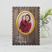 Merry Kerstmis Rustic Funny Cute Lijst Voeg foto t Feestdagenkaart (Staand voorkant)