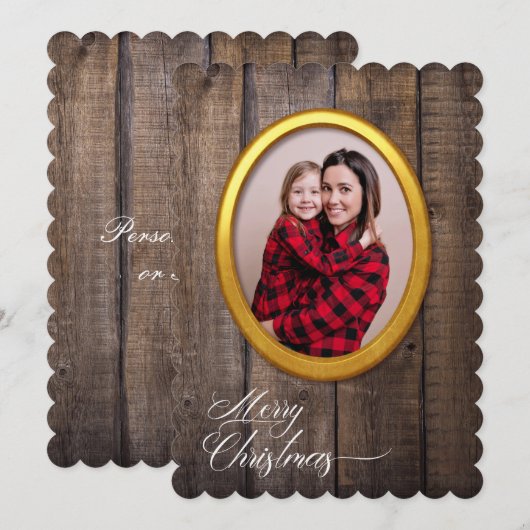 Merry Kerstmis Rustic Funny Cute Lijst Voeg foto t Feestdagenkaart (Voorkant / Achterkant)