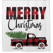 Merry Kerstmis Rustic Pset Truck Douchegordijn (Voorkant)