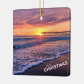 Merry Kerstmis San Diego Beach Pier Sunset Keramisch Ornament (Links)