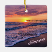 Merry Kerstmis San Diego Beach Pier Sunset Keramisch Ornament (Voorkant)