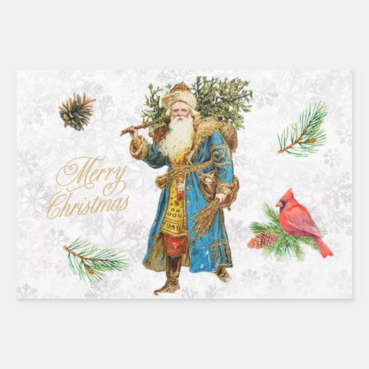 Merry Kerstmis  Santa Claus Collage Inpakpapier Vel (Voorkant)