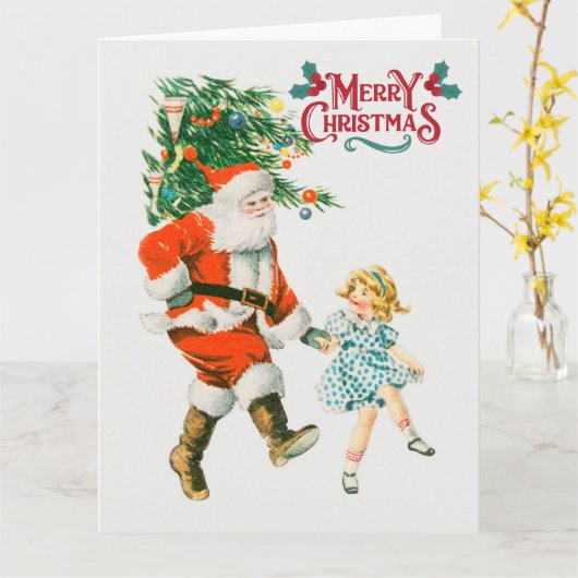 Merry Kerstmis  santa Holiday Kaart (Gele Bloem)