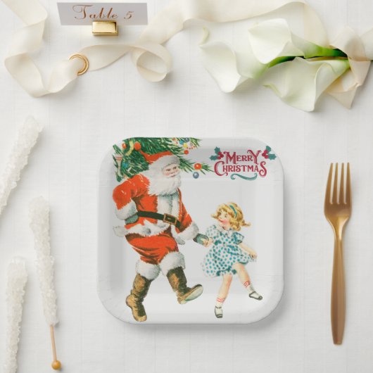 Merry Kerstmis  santa Holiday Papieren Bordje (Huwelijk)