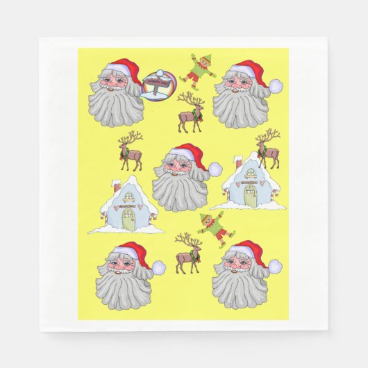 Merry Kerstmis  Santa Napkins Servet (Voorkant)