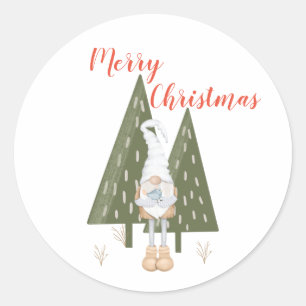 Merry Kerstmis Scandinavian Gnome Trees Ronde Sticker