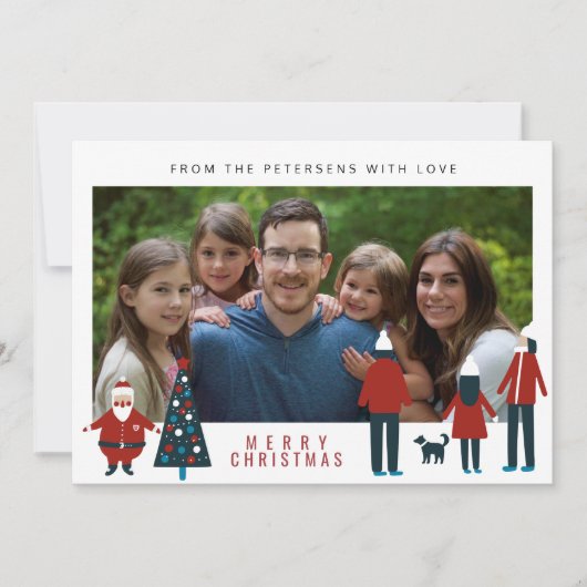 Merry Kerstmis Scandinavian grappige familiefoto Feestdagenkaart (Voorkant)