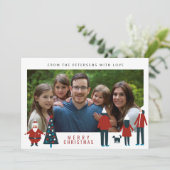 Merry Kerstmis Scandinavian grappige familiefoto Feestdagenkaart (Staand voorkant)