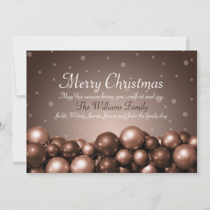 Merry Kerstmis Sepia Tone Ornaments Flat Card Feestdagenkaart