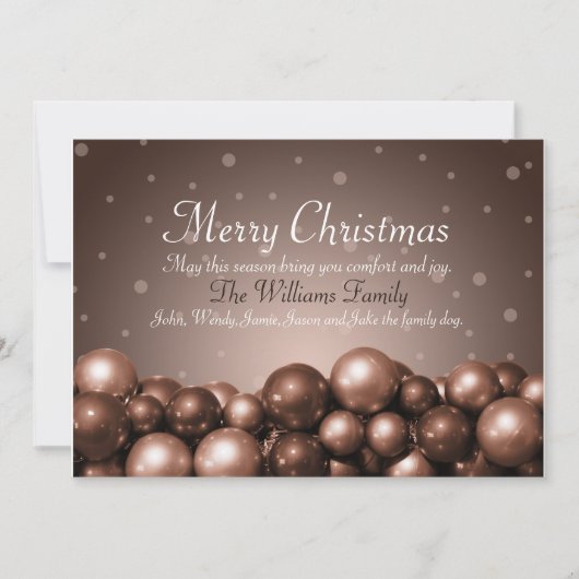 Merry Kerstmis Sepia Tone Ornaments Flat Card Feestdagenkaart (Voorkant)