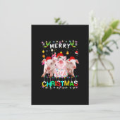 Merry Kerstmis Shirt Santa Hat Lights Xmas Fu Kaart (Staand voorkant)