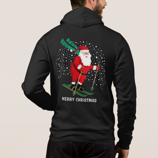 Merry Kerstmis Skiing Santa Winter Persoonlijk Hoodie (Achterkant)