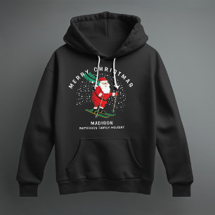 Merry Kerstmis Skiing Santa Winter Persoonlijk Hoodie