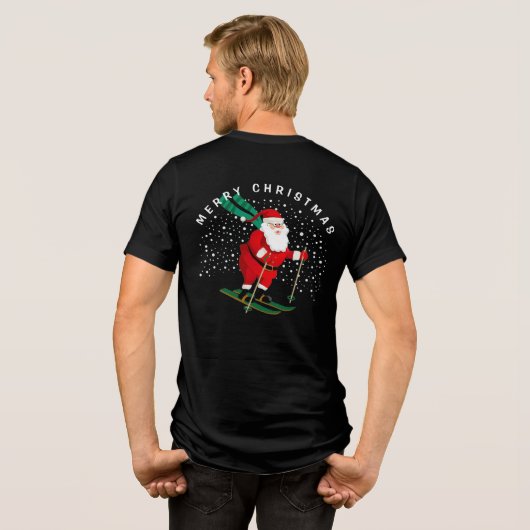 Merry Kerstmis Skiing Santa Winter Persoonlijk Tri-Blend Shirt (Achterkant volledig)