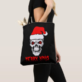 Merry Kerstmis Skull Tshirt Tote Bag (Dichtbij)
