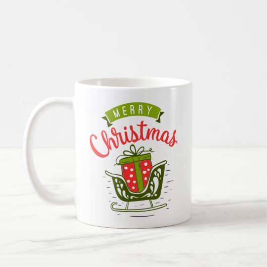 Merry Kerstmis Slaaigh Cadeau Red Green Xmas Koffiemok (Links)