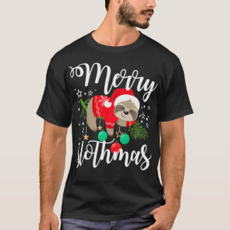 Merry Kerstmis Sloth Lazy Santa Hat T-shirt