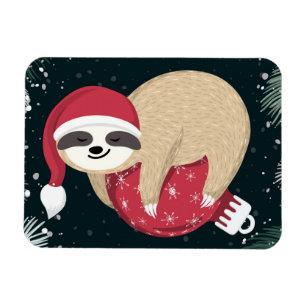 Merry Kerstmis Sloth Ornament Magneet