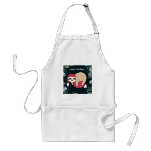 Merry Kerstmis Sloth Ornament Standaard Schort (Voorkant)