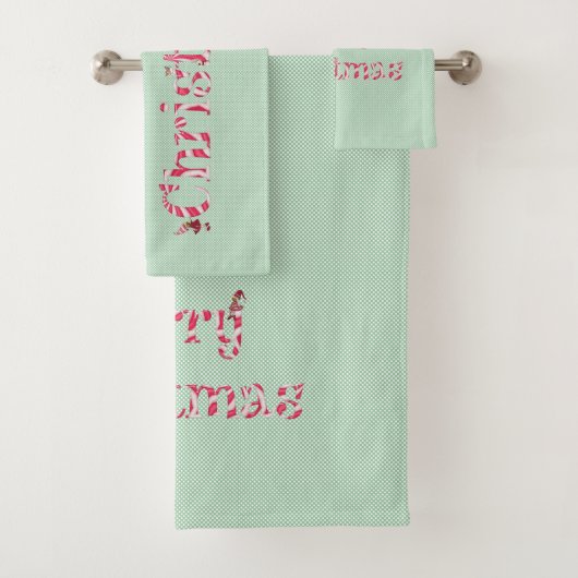 Merry Kerstmis Snoep Swirl Winter Gnome Polka Dot Bad Handdoek (Insitu)