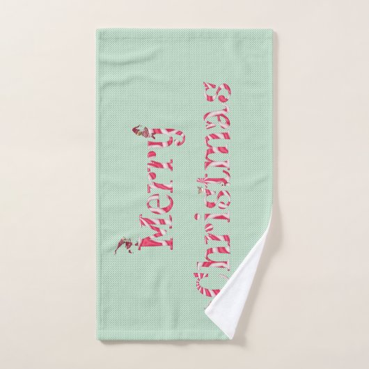 Merry Kerstmis Snoep Swirl Winter Gnome Polka Dot Bad Handdoek (Handdoek)
