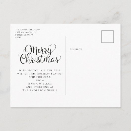 Merry Kerstmis Snow Corporate Holiday Briefkaart (Achterkant)