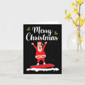 Merry Kerstmis Snowboarding Santa Claus Boarder E Kaart (Gele Bloem)