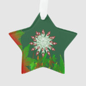 Merry Kerstmis Snowflake Green Custom Star Ornament (achterkant)