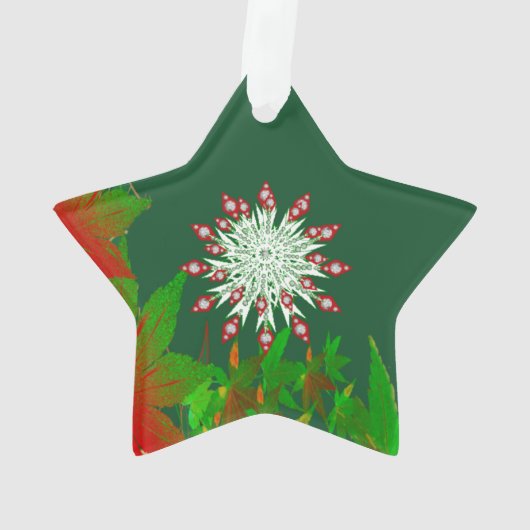 Merry Kerstmis Snowflake Green Custom Star Ornament (achterkant)