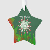 Merry Kerstmis Snowflake Green Custom Star Ornament (voorkant)
