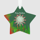 Merry Kerstmis Snowflake Green Custom Star Ornament (voorkant)