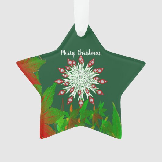 Merry Kerstmis Snowflake Green Custom Star Ornament (voorkant)