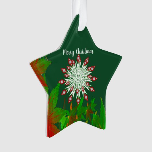 Merry Kerstmis Snowflake Green Custom Star Ornament (voorkant)