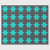 Merry Kerstmis Snowflake Pattern Blue Gray Grey Cadeaupapier (Vlak)
