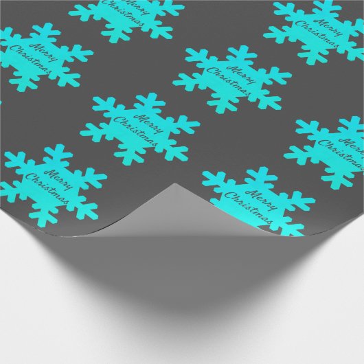 Merry Kerstmis Snowflake Pattern Blue Gray Grey Cadeaupapier (Hoek)