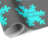 Merry Kerstmis Snowflake Pattern Blue Gray Grey Cadeaupapier (Rol Hoek)