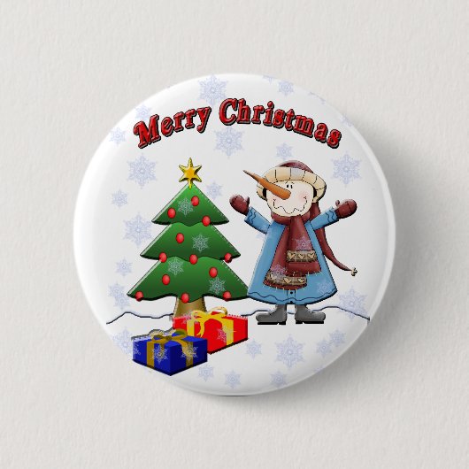 Merry Kerstmis Snowman Button (Voorkant)